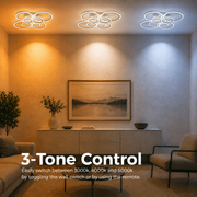Lustre LED avec télécommande BETTY 127W, 8 Cercles, Lumière Froide/Chaude/Neutre, Dimmable, Blanc