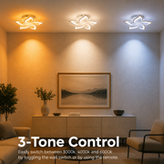 Lustre LED avec télécommande LOTUS 54W, 5 pétales, Lumière Froide/Chaude/Neutre, Dimmable, Blanc