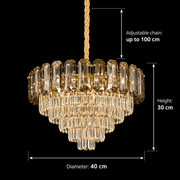 Candelabru Cristal AURUM Nobile 9xE14, Diametru 40cm, Inaltime 30cm, Auriu Lucios, Inaltime Reglabila, Design Elegant