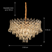 Candelabru Cristal MONARCH Eleganza 3xE14, Diametru 50cm, Inaltime 35cm, Auriu Lucios, Inaltime Reglabila, Design Elegant