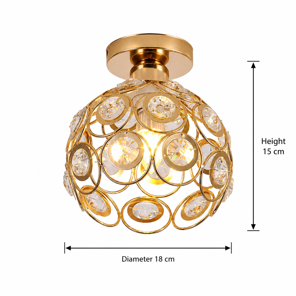 Lustra Vera, 1xE27, D18H15cm, Auriu, Metal si Cristal Lustre Clasice Default Title Alessandro Design