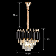 Nobile VERSAILLES Lustre en Cristal 5xE14, diamètre 40cm, Or Brillant et Noir
