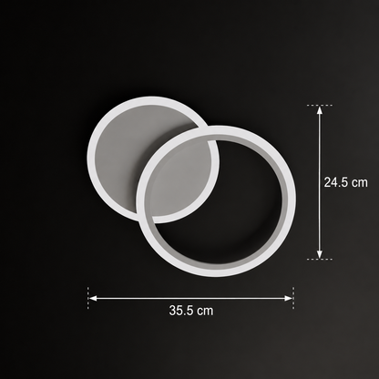 Lustre LED avec télécommande LUCY 40W, 2 Cercles, Lumière Froide/Chaude/Neutre, Dimmable, Blanc