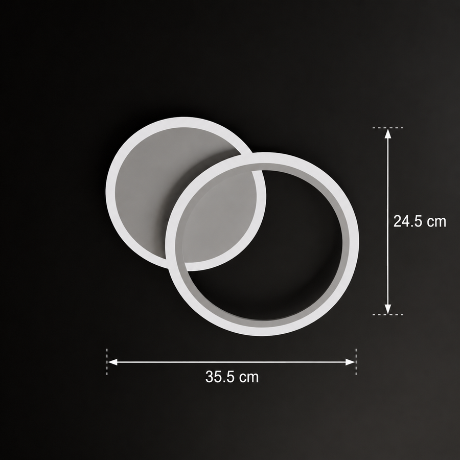 Lustre LED avec télécommande LUCY 40W, 2 Cercles, Lumière Froide/Chaude/Neutre, Dimmable, Blanc