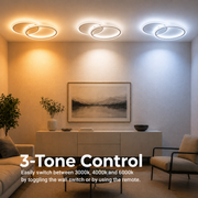 Lustre LED avec télécommande LUCY 40W, 2 Cercles, Lumière Froide/Chaude/Neutre, Dimmable, Blanc