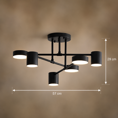 Lustre LED GALIOS 72W, 6 éléments, Lumière froide/chaude/neutre, Noir