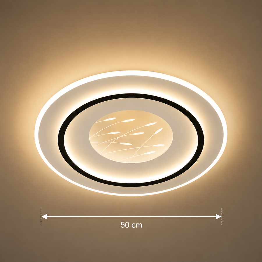 Lustre LED avec télécommande LINEA 125W, Rond, Lumière Froide/Chaude/Neutre, Dimmable, Noir