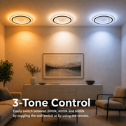 Lustre LED avec télécommande LINEA 125W, Rond, Lumière Froide/Chaude/Neutre, Dimmable, Noir