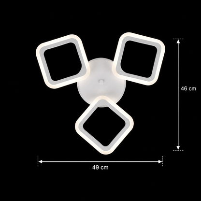 Lustre LED ERIKA 20W, 3 carrés, lumière neutre 4000k, blanc, métal et acrylique
