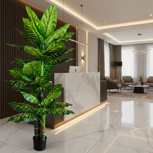 Decorațiune Dieffenbachia, 3 tulpini, Plastic, 190 cm, Verde