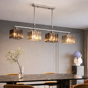 Lustre géorgien moderne classique, LC116/4, 4x E27, verre chromé et gris, métal et cristal, abat-jour