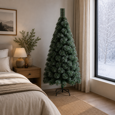 MANIITSOQ Sapin Artificiel, 180 cm, 220 Pointes, Support en Métal, Aiguilles Vertes avec Pointes Blanches
