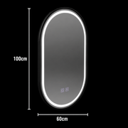 Miroir ovale LED 60 x 100 cm, système anti-buée à intensité variable VETRO Touch, cadre noir