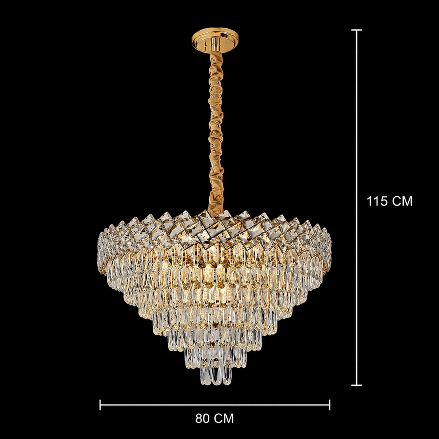 Lustre en cristal WINDSOR Supremo 10xE14, diamètre 80 cm, or brillant, hauteur réglable