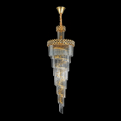 Lustre en cristal WINDSOR Altiora, diamètre 60 cm, hauteur 180 cm, 26xE14, or brillant, hauteur réglable, design élégant