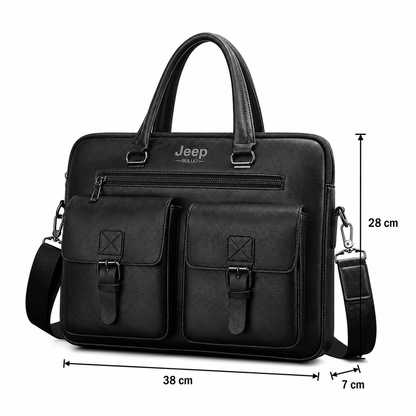 Sacoche professionnelle pour ordinateur portable SAMARKAND, 38x7x28 cm, cuir écologique, noir