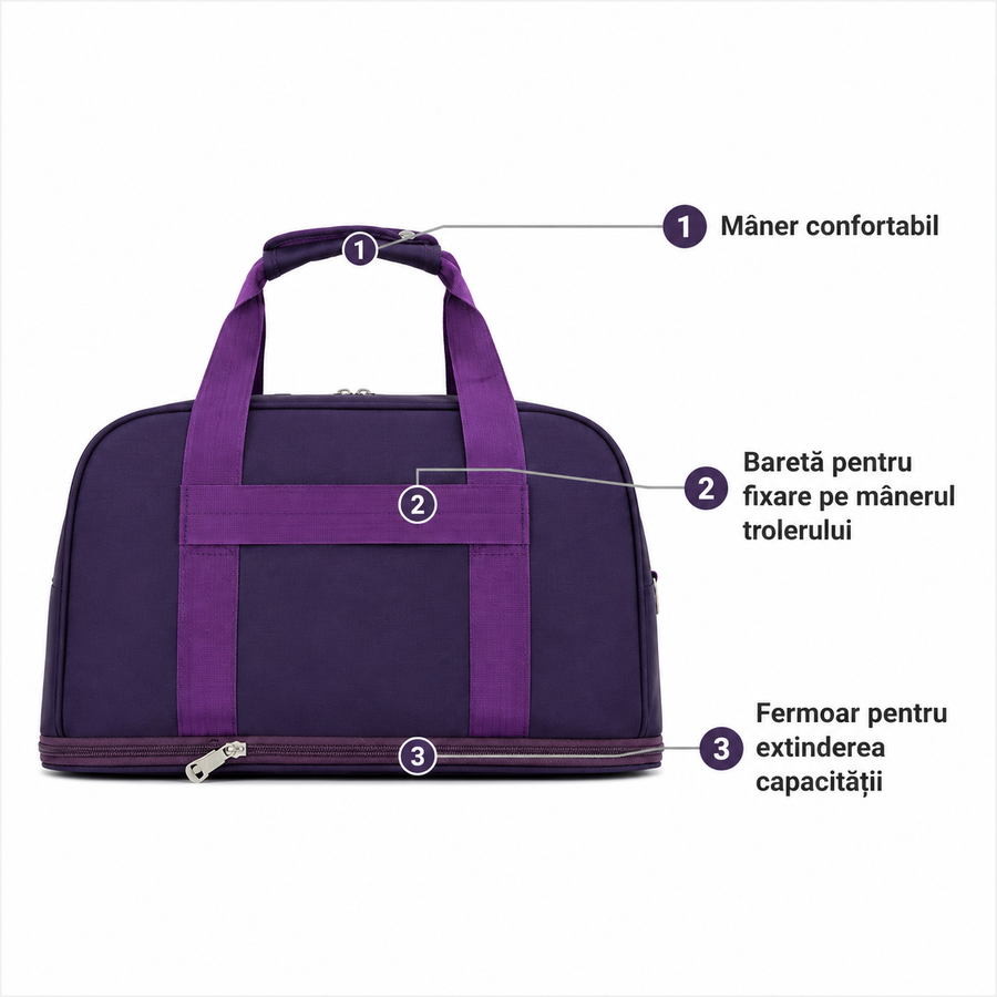 KHIVA Sac de voyage extensible, 40 x 20 x 25 cm, Oxford, violet