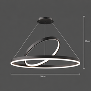 Lustre suspendu LED PAGANO 47W, 3000K/4000K/6000K, 2 Cercles, Noir, Hauteur réglable