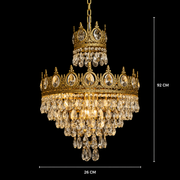 Lustre en cristal REGALITE Petito, 3XE14, diamètre 25cm, or brillant, hauteur réglable