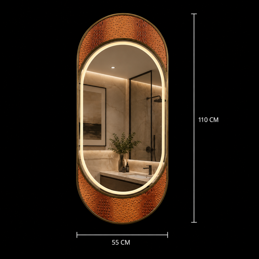 Miroir Giga LED, 80x60cm, Argent, Touch, lumière 6000K