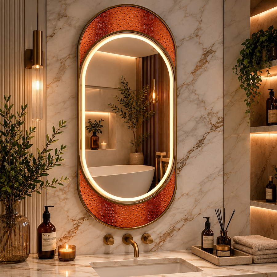 Miroir Giga LED, 80x60cm, Argent, Touch, lumière 6000K