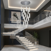 Candelabru Cristal LED AMIRI 82W Crom, Lumina Calda/Neutra/Rece 3000K/4000K/6000K Amiri, Diametru 40cm x Inaltime 300cm, Cristal si Metal Candelabre Cristal Default Title Alessandro Design