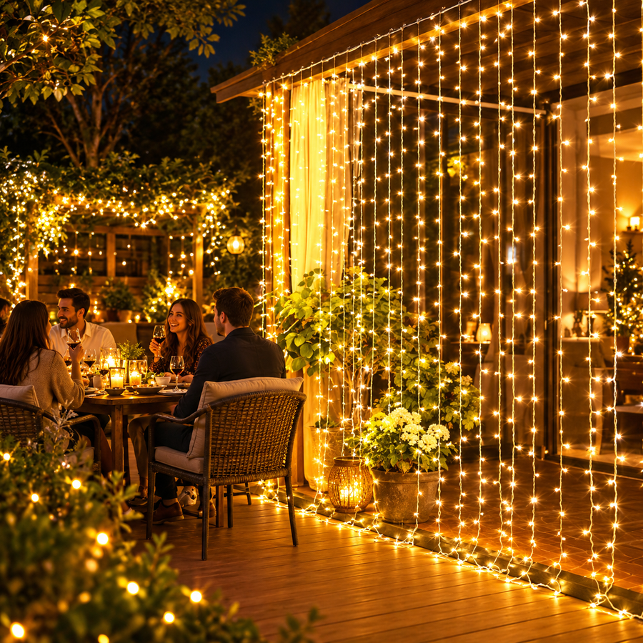 Rideau lumineux LED installation de Noël, lumière chaude, 300 x 300 cm, 300 LED