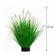 Plante d'herbe ornementale artificielle de type queue de renard, 67 cm, avec 25 épices, verte et blanche, sans pot