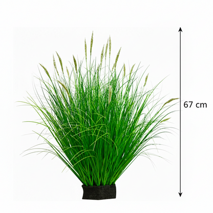Plante d'herbe ornementale artificielle de type queue de renard, 67 cm, avec 25 épices, verte et blanche, sans pot