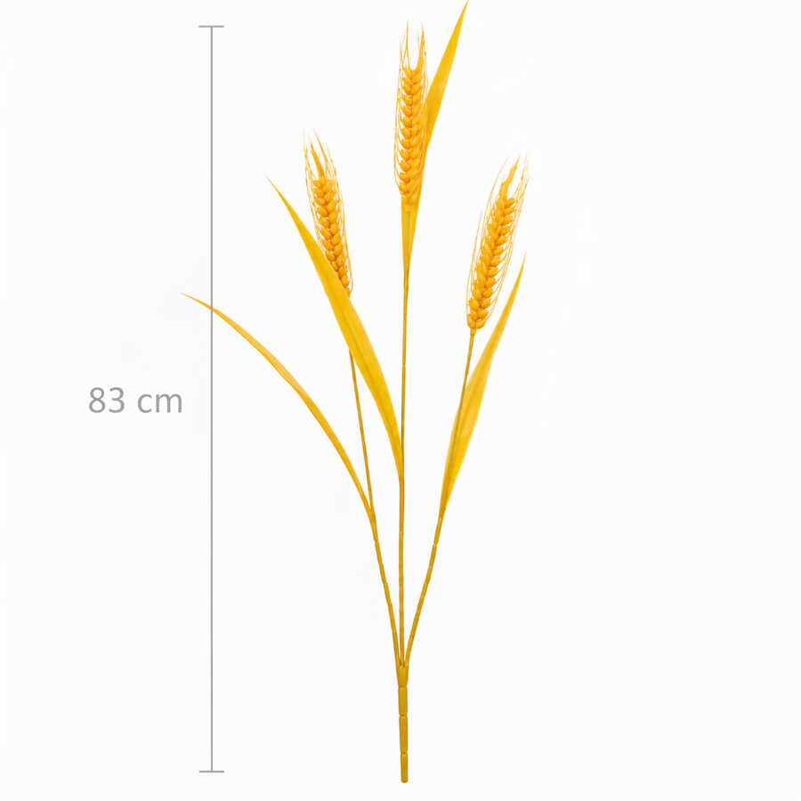Plante artificielle ornementale, 83 cm, avec 3 fils, épice de blé, jaune, sans pot