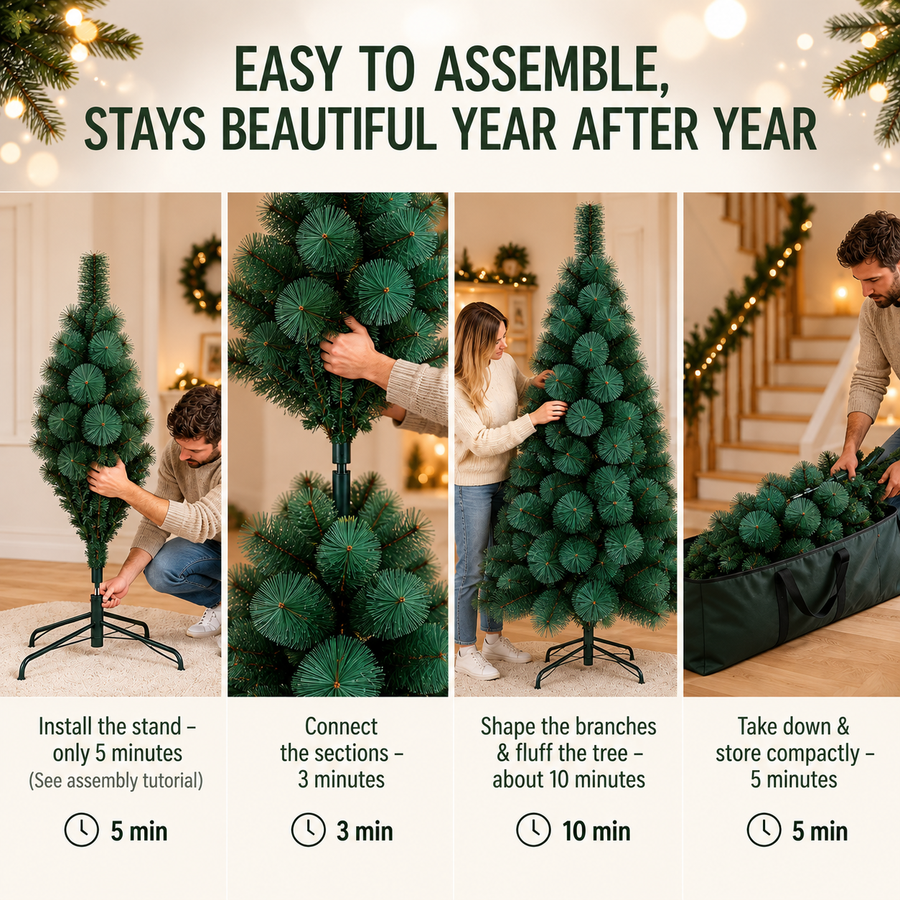 Sapin artificiel MONTIA, 150 cm, 130 pointes, support métallique, vert