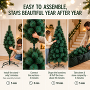 MONTIA Sapin Artificiel, 210 cm, 280 Pointes, Support en Métal, Aiguilles Vertes avec Pointes Blanches