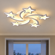 Lustre LED avec télécommande IPOMOEA 85W, 5 Étoiles, Lumière Froide/Chaude/Neutre, Dimmable, Blanc, Métal et Acrylique