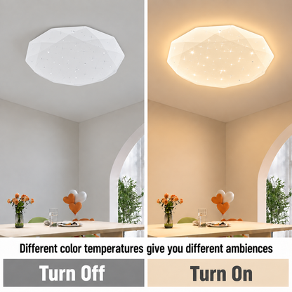 Plafonnier LED Hexagon 35 cm, 32W, 3000K / 4000K / 6000K, Blanc, Métal et Acrylique