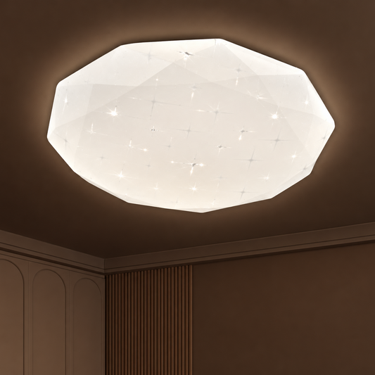 Plafonnier LED Hexagon 35 cm, 32W, 3000K / 4000K / 6000K, Blanc, Métal et Acrylique