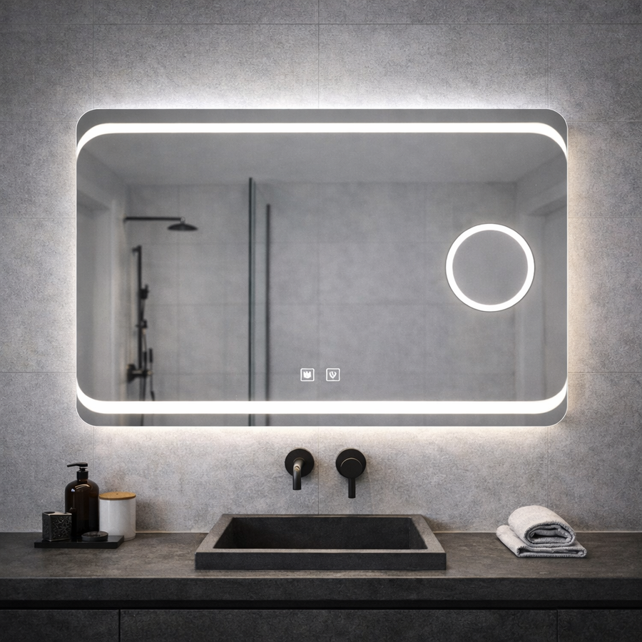 Oglinda LED Rectangulara, 80x60cm, Stella Touch, Sistem Dezaburire Oglinzi Korman E Default Title Alessandro Design