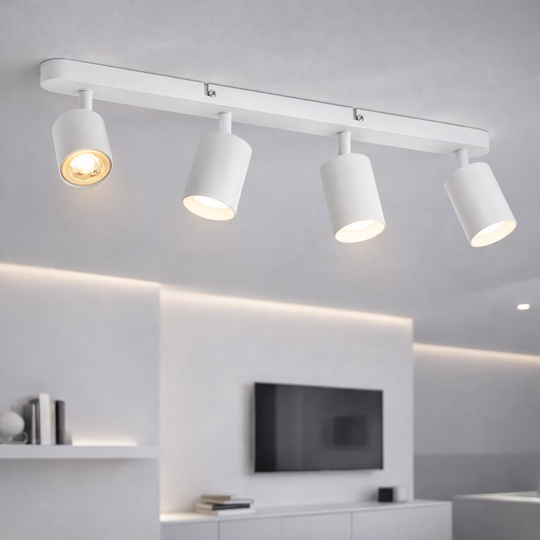 Lustre Joom avec projecteur linéaire 4XGU10 Lustres LED blancs Titre par défaut Alessandro Design