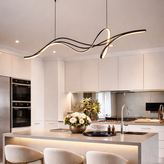 Lustre LED suspendu avec télécommande LIBRE, 80W, Lumière Froide/Chaude/Neutre, Gradable, Noir, Hauteur Réglable