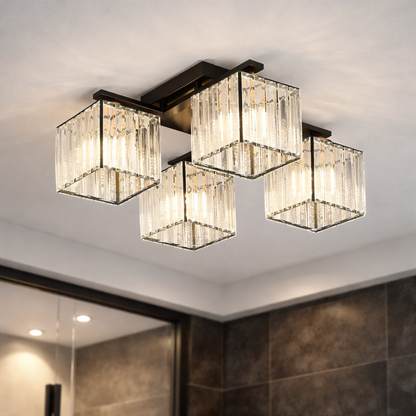 Lustre géorgien, LC111/4BK, 4x E27, Noir, Métal