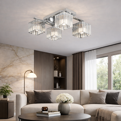 Lustre géorgien, LC115/4, 4x E27, Chrome, Métal