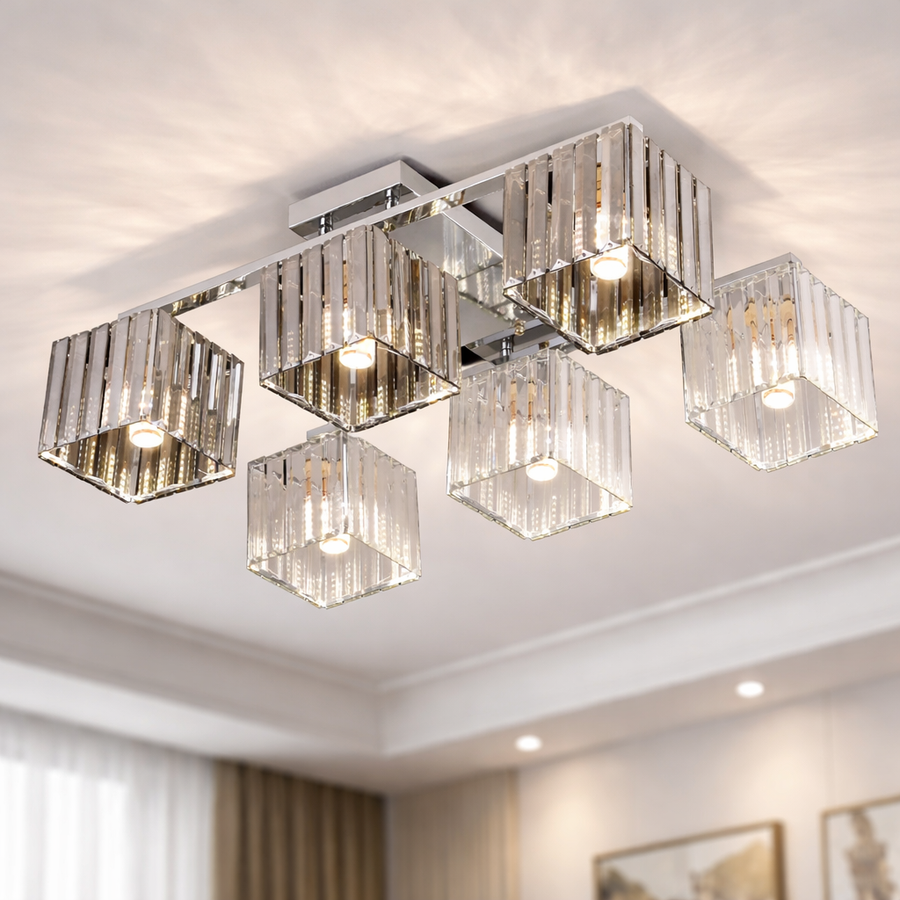 Lustre géorgien, LC115/6, 6x E27, Chrome, Métal