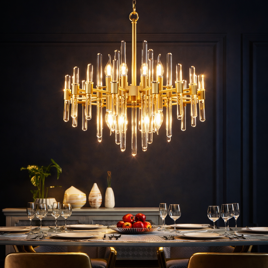 Lustre en cristal CC850/480GD, 6xE14, 48X45cm, hauteur réglable, or brillant, hauteur réglable, design élégant, lustres en cristal et métal par défaut Titre Alessandro Design