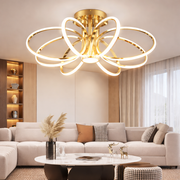 Lustre LED avec télécommande LT771/500GD, 25W, lumière chaude/froide/neutre 3000K/4000K/6000K, variable, or, métal et silicone