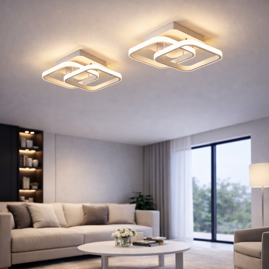 Lustre LED VERTEX Matrix, diamants superposés, cadres métalliques, 11 W, 2 diamants, lumière froide/chaude/neutre 3000K/4000K/6000K, blanc