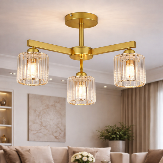 Lustre classique moderne LC110/3GD avec cristal, 3x E27, lustres classiques en or, métal et cristal Titre par défaut Alessandro Design