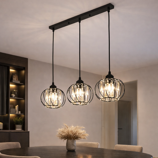 Lustre classique moderne, suspendu, Monica LC910/3LBK, 3 X E27, noir, métal et verre, lustres classiques à hauteur réglable Titre par défaut Alessandro Design