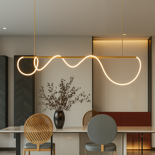 DIVINO Lustre LED avec Tube Flexible en Silicone - 62W, Lumière Orientable, Doré