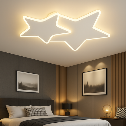 Lustre LED avec télécommande 41W, Étoiles, Lumière Froide/Chaude/Neutre, Dimmable, Blanc