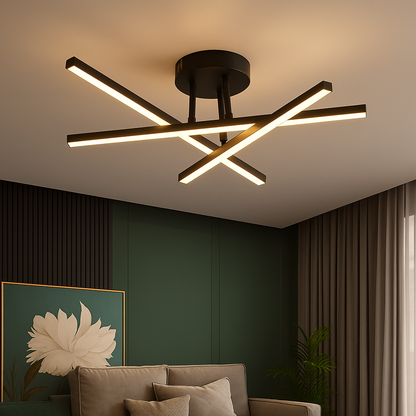Lustre LED avec télécommande 41W, 3 éléments, Linéaire, Lumière Froide/Chaude/Neutre, Dimmable, Noir
