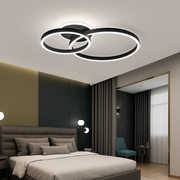Lustre LED avec télécommande RINOVA 66W, 2 Cercles, Lumière Froide/Chaude/Neutre, Dimmable, Noir